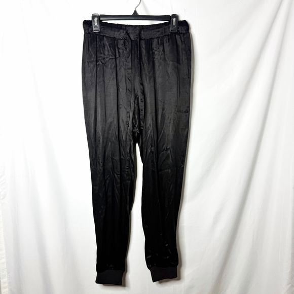Women's Nation LTD Black Satin Drawstring Waist Joggers S - Picture 3 of 5